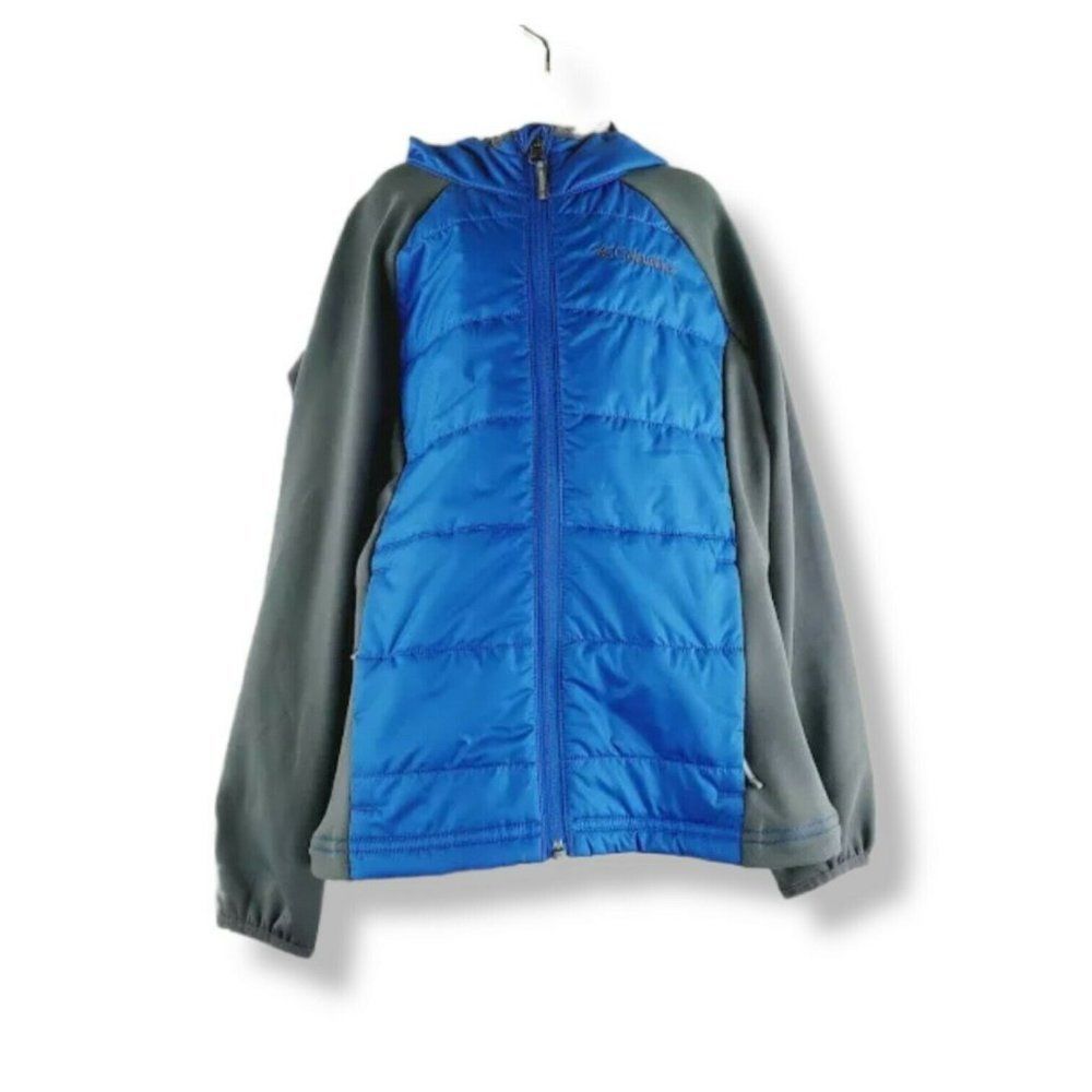 Columbia Boys Blue Gray Long Sleeve Zipped Pockets Full Zip Hooded Jacket Size S